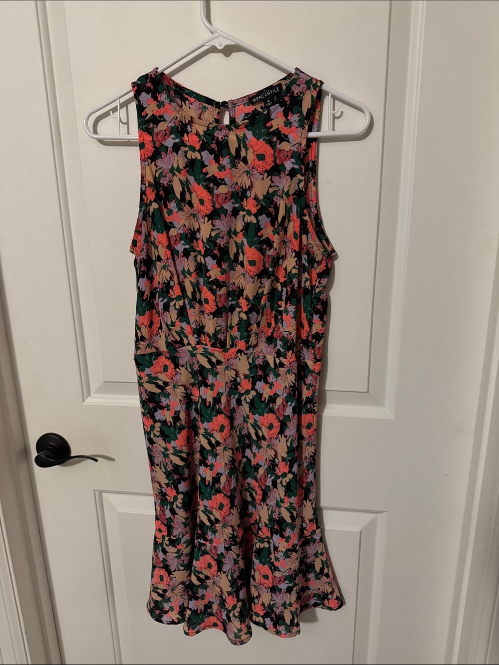 J. Crew Black Floral Sleeveless Midi Dress with Coral and Pink Blooms